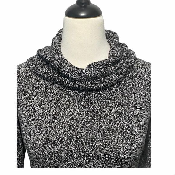 Calvin‎ Klein Cowl Neck Knit Sweater Pullover Rib Front Contrast Design Gray XS - Picture 5 of 9